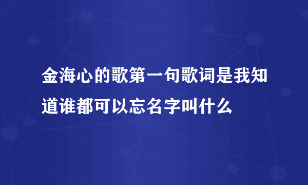 金海心的歌第一句歌词是我知道谁都可以忘名字叫什么