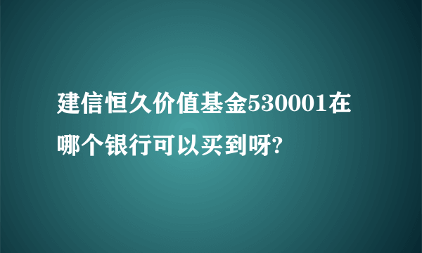 建信恒久价值基金530001在哪个银行可以买到呀?