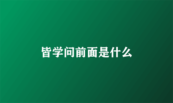 皆学问前面是什么