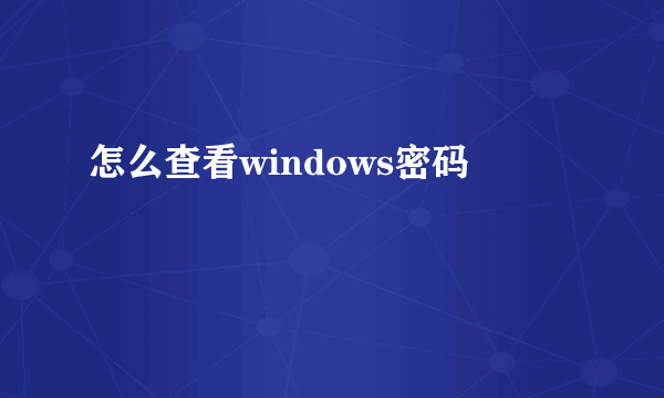 怎么查看windows密码