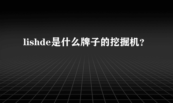 lishde是什么牌子的挖掘机？