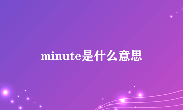 minute是什么意思