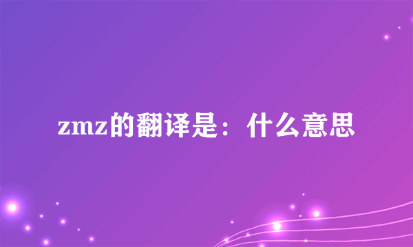 zmz的翻译是：什么意思