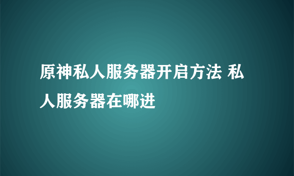 原神私人服务器开启方法 私人服务器在哪进