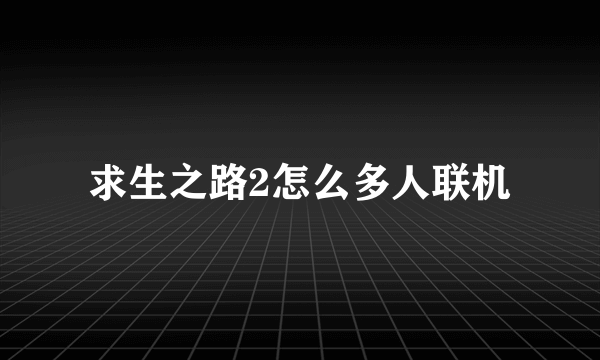 求生之路2怎么多人联机