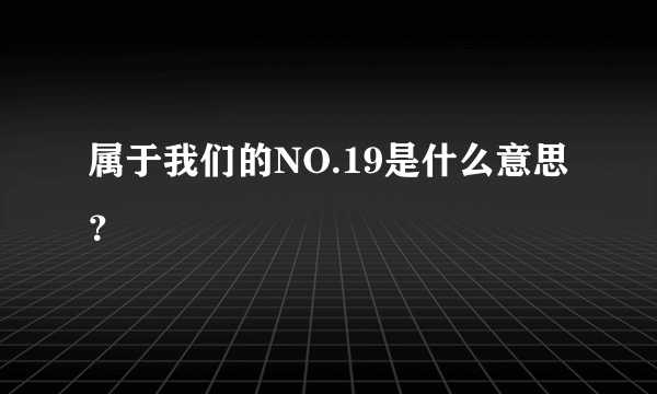 属于我们的NO.19是什么意思？