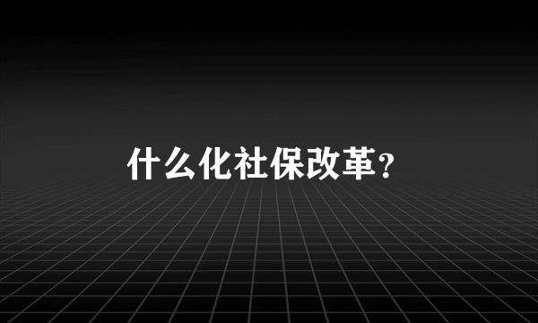 什么化社保改革？