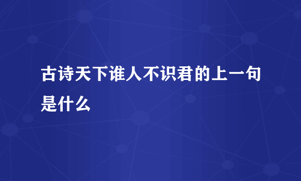 古诗天下谁人不识君的上一句是什么