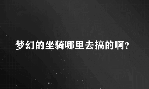 梦幻的坐骑哪里去搞的啊？