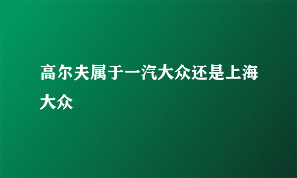 高尔夫属于一汽大众还是上海大众