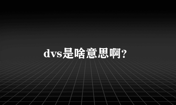 dvs是啥意思啊？