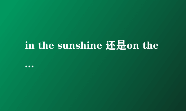 in the sunshine 还是on the sunshine