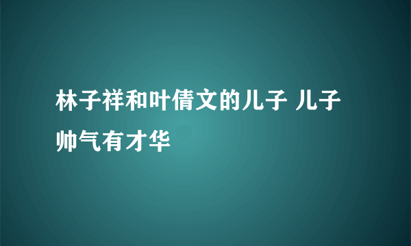 林子祥和叶倩文的儿子 儿子帅气有才华