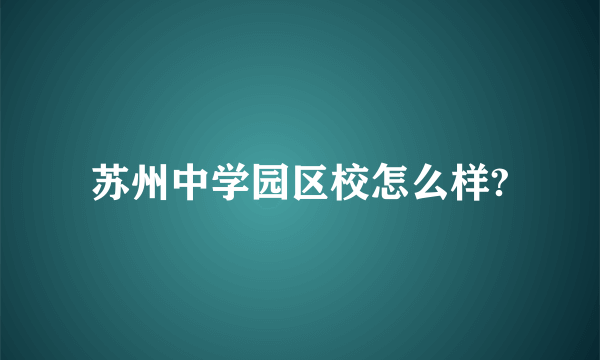 苏州中学园区校怎么样?