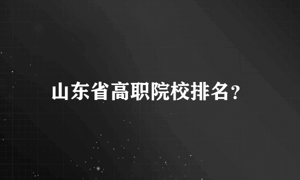 山东省高职院校排名？