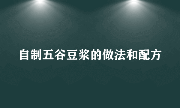 自制五谷豆浆的做法和配方