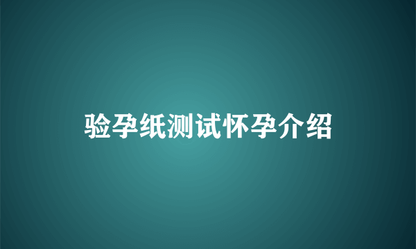 验孕纸测试怀孕介绍