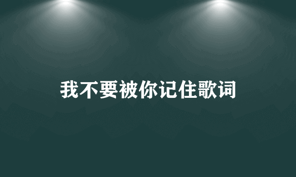 我不要被你记住歌词