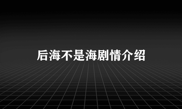 后海不是海剧情介绍