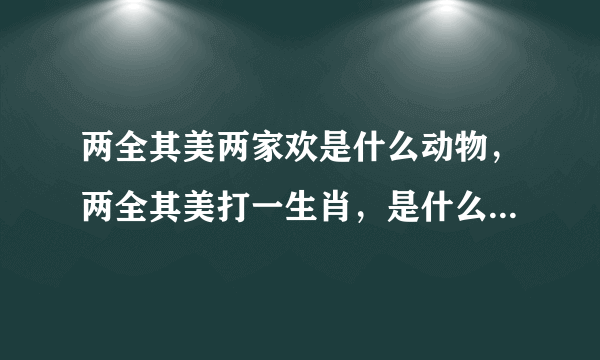 两全其美两家欢是什么动物，两全其美打一生肖，是什么生肖求助？