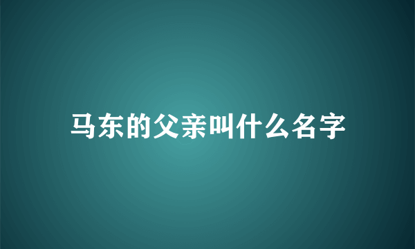 马东的父亲叫什么名字