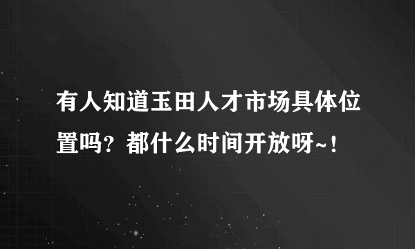 有人知道玉田人才市场具体位置吗？都什么时间开放呀~！