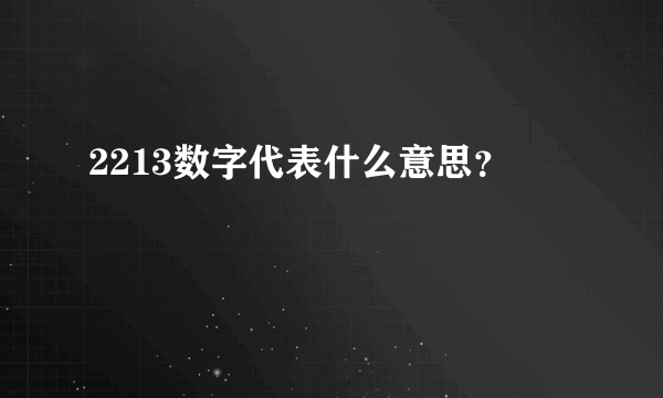 2213数字代表什么意思？