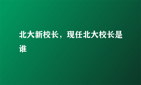 北大新校长，现任北大校长是谁