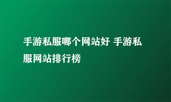 手游私服哪个网站好 手游私服网站排行榜