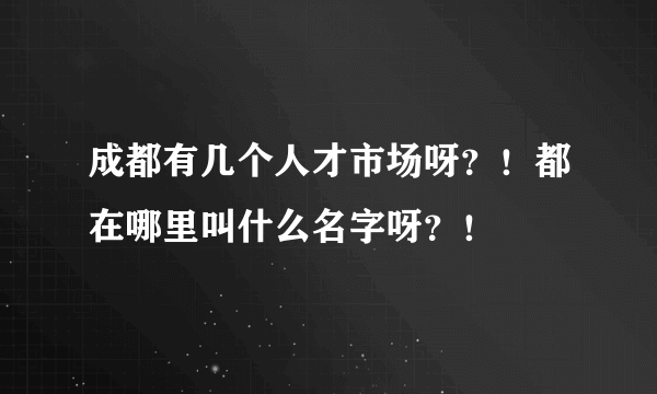 成都有几个人才市场呀？！都在哪里叫什么名字呀？！