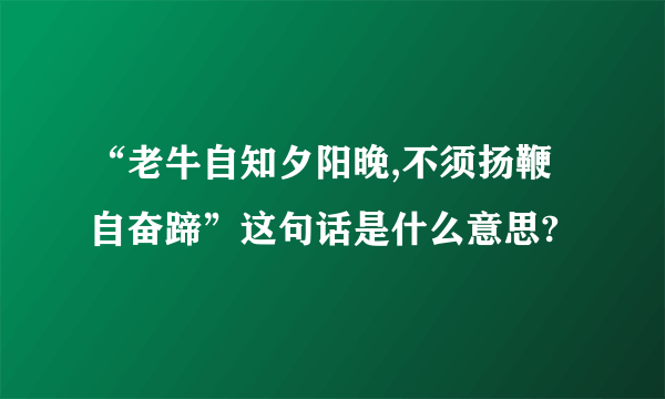 “老牛自知夕阳晚,不须扬鞭自奋蹄”这句话是什么意思?