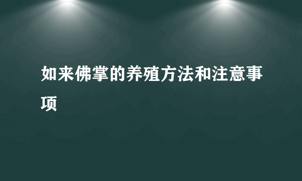 如来佛掌的养殖方法和注意事项