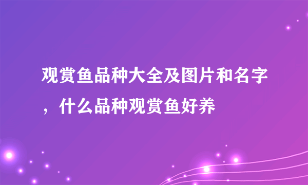 观赏鱼品种大全及图片和名字，什么品种观赏鱼好养