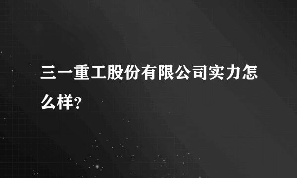 三一重工股份有限公司实力怎么样？