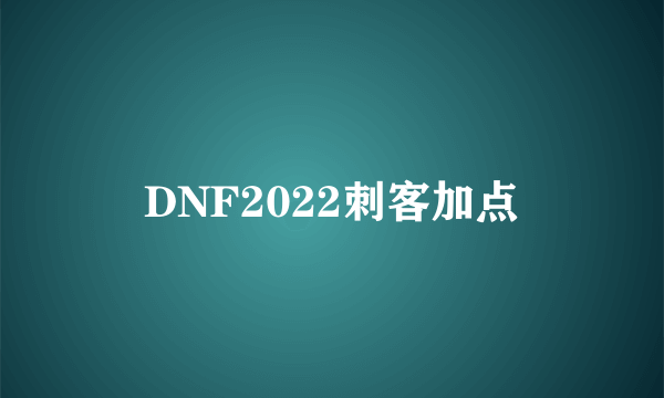 DNF2022刺客加点