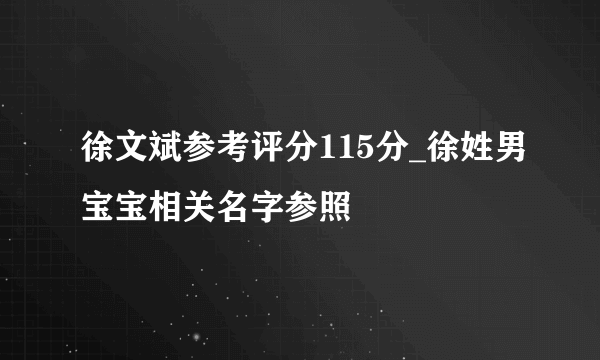 徐文斌参考评分115分_徐姓男宝宝相关名字参照