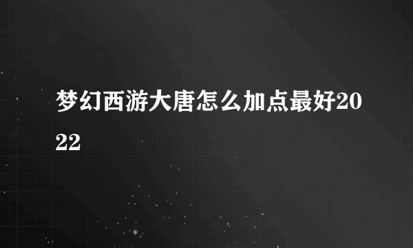 梦幻西游大唐怎么加点最好2022