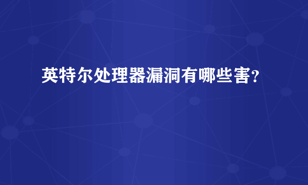 英特尔处理器漏洞有哪些害？