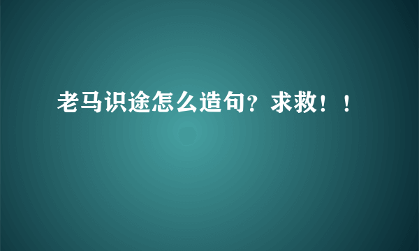 老马识途怎么造句？求救！！