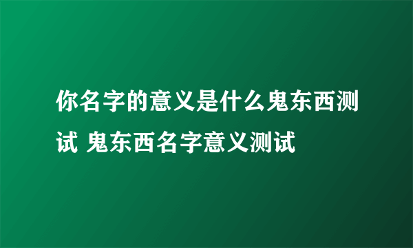 你名字的意义是什么鬼东西测试 鬼东西名字意义测试