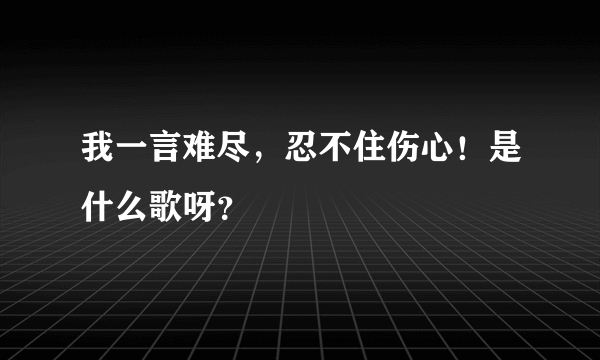 我一言难尽，忍不住伤心！是什么歌呀？