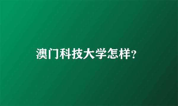 澳门科技大学怎样？