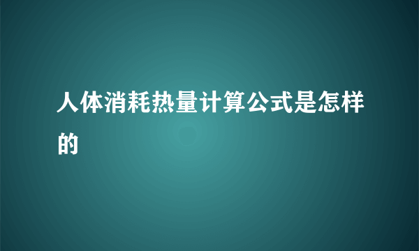 人体消耗热量计算公式是怎样的