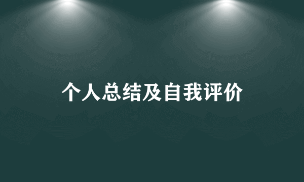 个人总结及自我评价