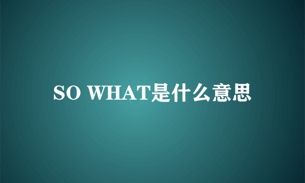 SO WHAT是什么意思