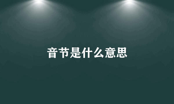 音节是什么意思