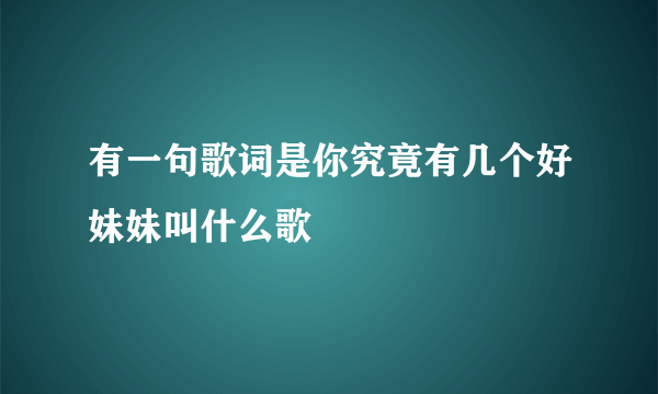 有一句歌词是你究竟有几个好妹妹叫什么歌