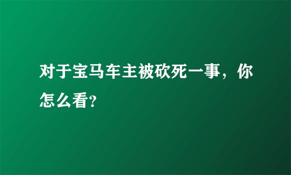 对于宝马车主被砍死一事，你怎么看？