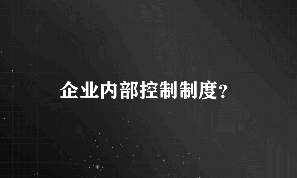 企业内部控制制度？