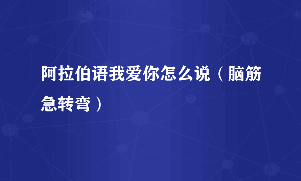 阿拉伯语我爱你怎么说（脑筋急转弯）